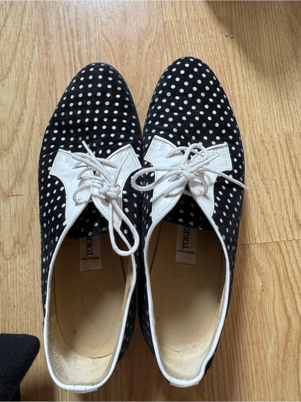 🌟Vintage🌟 Tokio Kumagai Polka Black&White Loafers Size 37 Italy 1980's